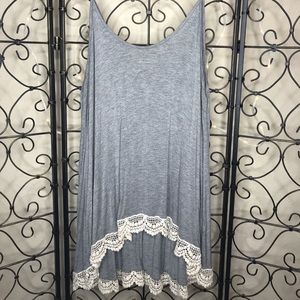 Light gray tank top tunic with lace detailing